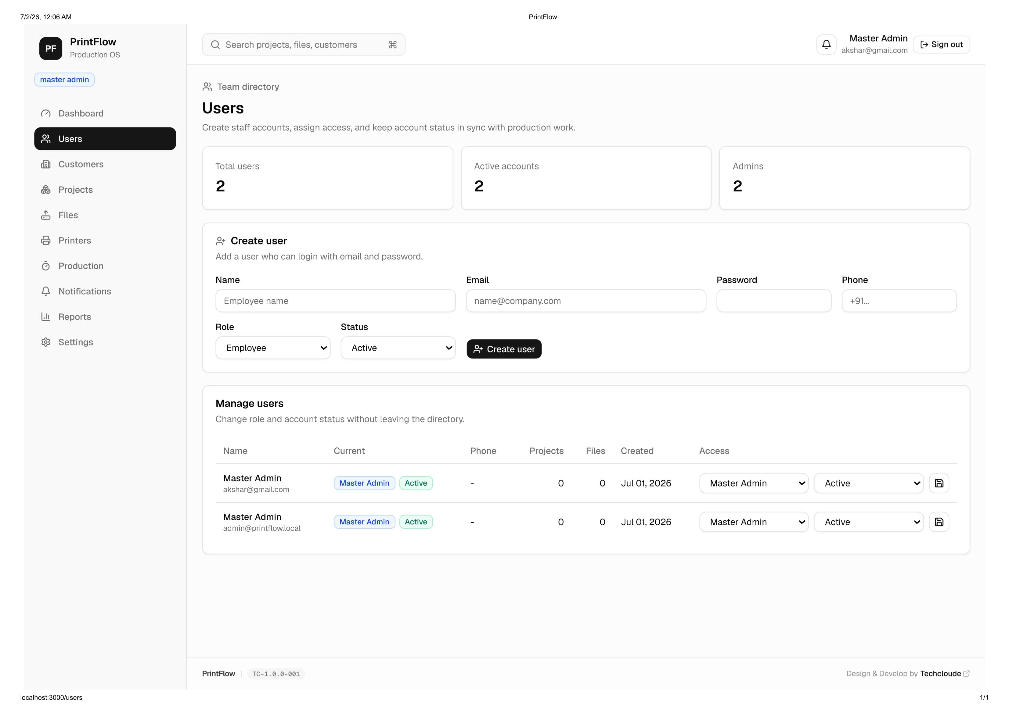 PrintFlow – 3D Printing Production Management System screenshot 2